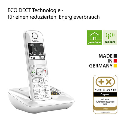 Gigaset AS690A - Cordless DECT phone with answering machine - large, high-contrast display, adjustable sound profiles - hands-free function - do-not-disturb, white [German version]