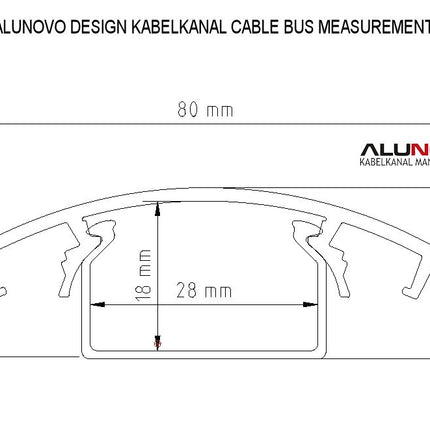 ALUNOVO alumiiniumist kaablikanal, mattvalge RAL9003, erinevates pikkustes (pikkus: 50 cm)