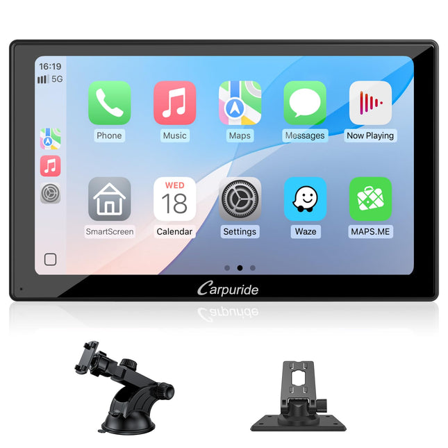 Carpuride V9 kaasaskantav autostereo, juhtmevaba Carplay ja Android Auto, 9-tolline 1080P HD puutetundliku ekraaniga raadio BT 5.0-ga, Mirror Link, valgustundlikkuse tugi, matkaautodele