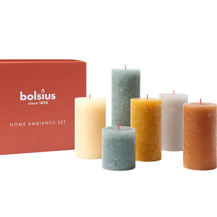 Bolsius maalähedased sambaküünlad - 6 tk kinkekomplekt - Nordic Ambiance - dekoratiivsed majapidamisküünlad - pika põlemisajaga - lõhnatu - loodusliku taimevahaga - palmiõlivaba - mitmes suuruses