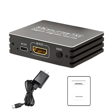 HDMI 2.1 jaotur 1 sisend 2 väljundit 4K 120Hz 8K 60Hz koos heliga, BolAAzuL 1x2 HDMI jaotur 1-2 monitorile, dubleerib samaaegselt, toitega, ühenda ja mängi, null latentsus, HDCP 2.3 HDR PS5/Xbox/PC/TV jaoks