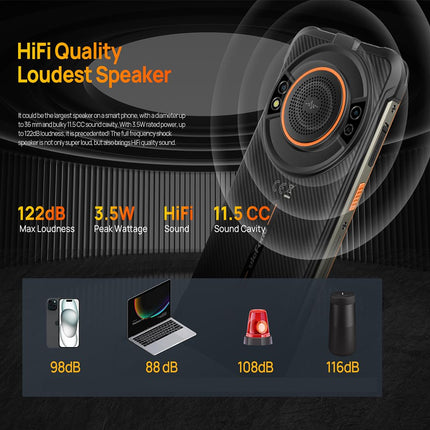 Ulefone Power Armor 16S Outdoor Smartphone without Contract, Android 13 16GB+128GB+2TB Outdoor Smartphone without Contract, 3.5W Speaker, 9600mAh, 50MP, 5.93" FHD+, IP68 Mobile Phone, Dual 4G LTE NFC GPS OTG, Black