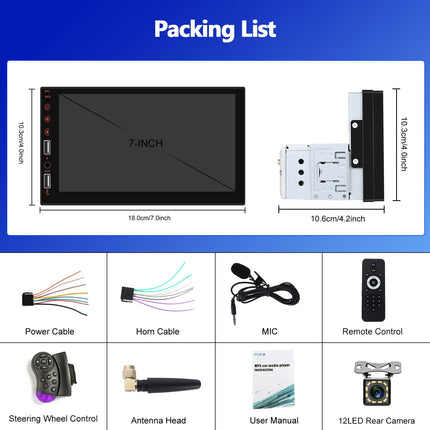 CAMECHO Carplay autoraadio 1 DIN Android Auto Mirror Linkiga, 7-tolline puutetundlik autoraadio Bluetooth Handsfree FM-raadio USB/AUX EQ roolil juhtimine tahavaatekaamera mikrofon