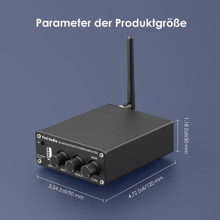 Fosi Audio BL20A Bluetooth 5.0 kodukino stereovõimendi Mini Hi-Fi D-klassi integreeritud võimendi U-Disk AUX puldiga kodukõlaritele 100 vatti × 2
