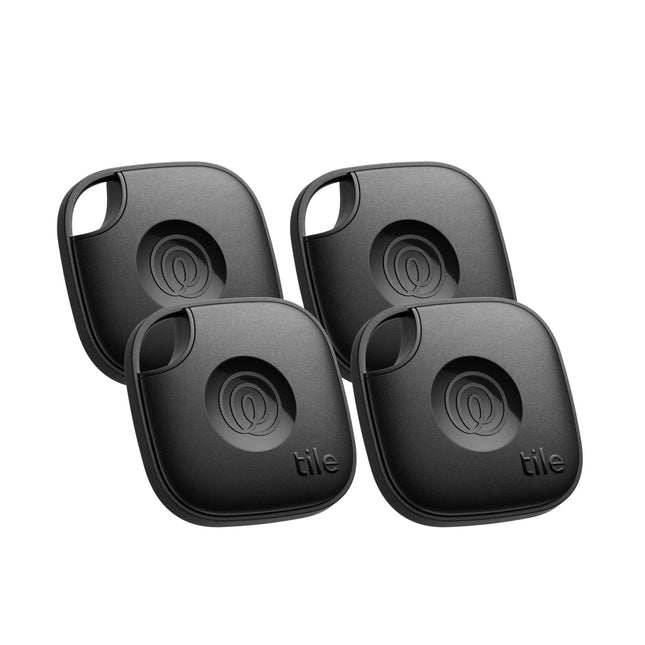 Tile by Life360 Mate (2024) – Bluetooth Tracker, Key and Item Finder for Keys, Bags, and More. Phone Finder. iOS &amp; Android Compatible. Phone Finder. 4-Pack (Black)