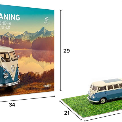 FRANZIS 55115 - Haagissuvila advendikalender, VW Bulli T1 metallmudeli komplekt mõõtkavas 1:24, koos 52-leheküljelise raamatuga