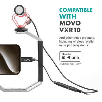Movo 3.5mm TRRS Microphone Adapter Cable to USB-C Male Dongle Compatible with Apple iPhone 15/16 and later, iPad Smartphones and Tablets Optimized for Microphones / Pro Audio
