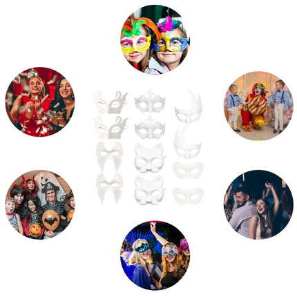 Smilbaley 12 Pieces White Mask, Party White Mask, White DIY Paper Mask, Mask DIY, For Carnival, Role Play, Halloween Parties
