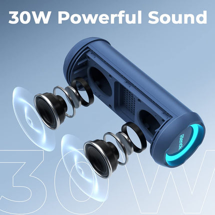 RIENOK Bluetooth Speaker with Light Bluetooth 5.3 Music Box Bass Wireless Box with IPX7 Waterproof Stereo Sound Portable (Blue, 3,600 mAh)