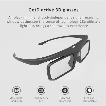 DLP LINK 3D Glasses, 144 Hz Refresh Rechargeable Active Shutter 3D Glasses for Most DLP LINK 3D Projectors, for Optoma, for Dell, for Acer