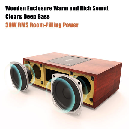 Kompaktsed süsteemid Nostalgiline Bluetooth-stereosüsteem koju, WISCENT Vintage Micro HiFi Systems CD-mängija Bluetooth-heli voogedastusega, FM-raadio, USB-port, Aux-sisend, muusikakeskus