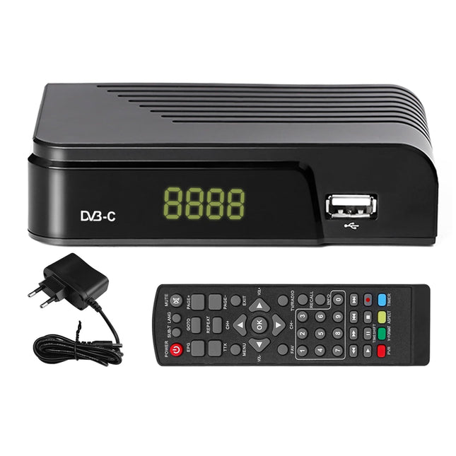 Kaabelvastuvõtja DVB-C digitaalne maapealne dekooder, Combo (HD1080p/H.264, MPEG-2, HDTV, DVB-C, SCART, USB 2.0, PVR FullHD TV kaabelvastuvõtja puldi ja kaabliga