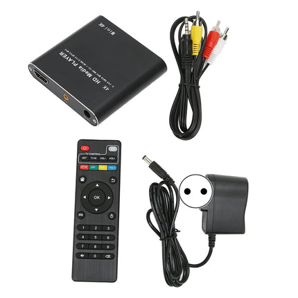 Bewinneri kaasaskantav 4K meediapleier, 1080P HD AV USB HDMI meediapleier kaugjuhtimispuldiga, digitaalne RMVB MKV RM MP4 mängija, toetab kuni 5000G välist kõvaketast