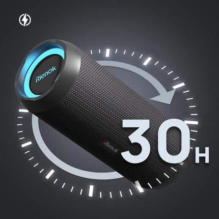 RIENOK Bluetooth Speaker with Light Bluetooth 5.3 Music Box Bass Wireless Box with IPX7 Waterproof Stereo Sound Portable