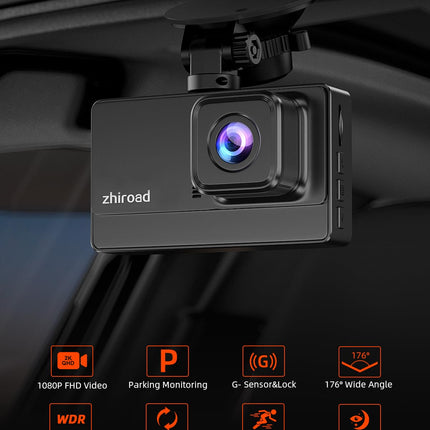 Auto esikaamera, 1080P FHD autokaamera öönägemise, WDR ja 176° lainurkkaameraga, 3" IPS ekraan, tsükkelsalvestus, G-andur, liikumistuvastus ja parkimisrežiim, sisaldab 32G SD-kaarti