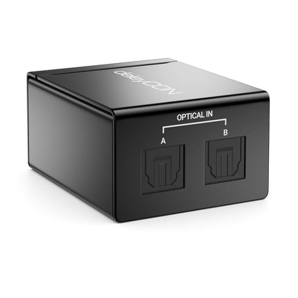 deleyCON Toslink 2x1 lüliti SPDIF audio kasutusjuhend lüliti jaotur jagaja (2x sisend / 1x väljund) optiline TOSLINK - metallist