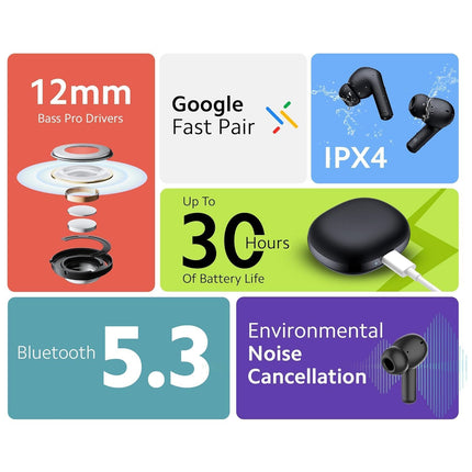 Xiaomi Redmi Buds 4 Active Bluetooth 5.3 kõrvasisesed kõrvaklapid, võimas bass, nutikas puutetundlikkus ja kuni 28-tunnine aku tööiga - valged