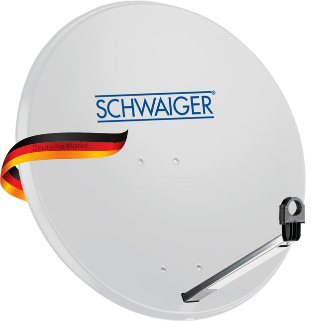 SCHWAIGER satelliitantenn 80 cm SAT nihkega antenn terasest LNB tugivarrega mastikinnitusega integreeritud kaabli marsruudi kinnitusmaterjal 38,5 dB vastuvõtuvõimsus ilmastikukindel helehall