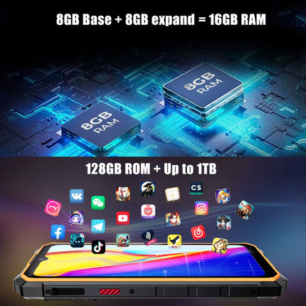 HOTWAV Cyber ​​​​13 2025 lepinguta õuetelefon Android 14, 10800mAh, 16GB+128GB/1TB TF õuenutitelefon, 6.6” DH+ 90Hz, 64MP+16MP ehitusplatsi telefon, Face ID/NFC/OTG must