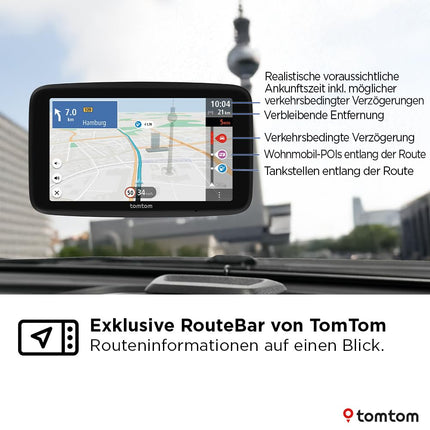 TomTom Camper Navi GO Camper Tour 2. põlvkond (6-tolline ekraan matkaautode ja haagissuvilate huvipunktidega, Wi-Fi uuendused, TomTom Traffic, Euroopa kaardid, dünaamiline sõiduraja abiline)