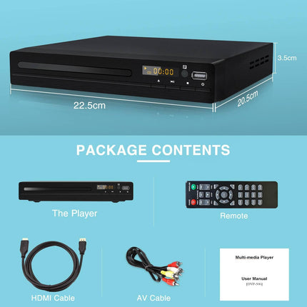 DVD-CD-mängija telerile, üleskonverteerimine HD 1080p-ks, kõik piirkonnad, katkestusmälu, sisseehitatud PAL/NTSC, USB 2.0