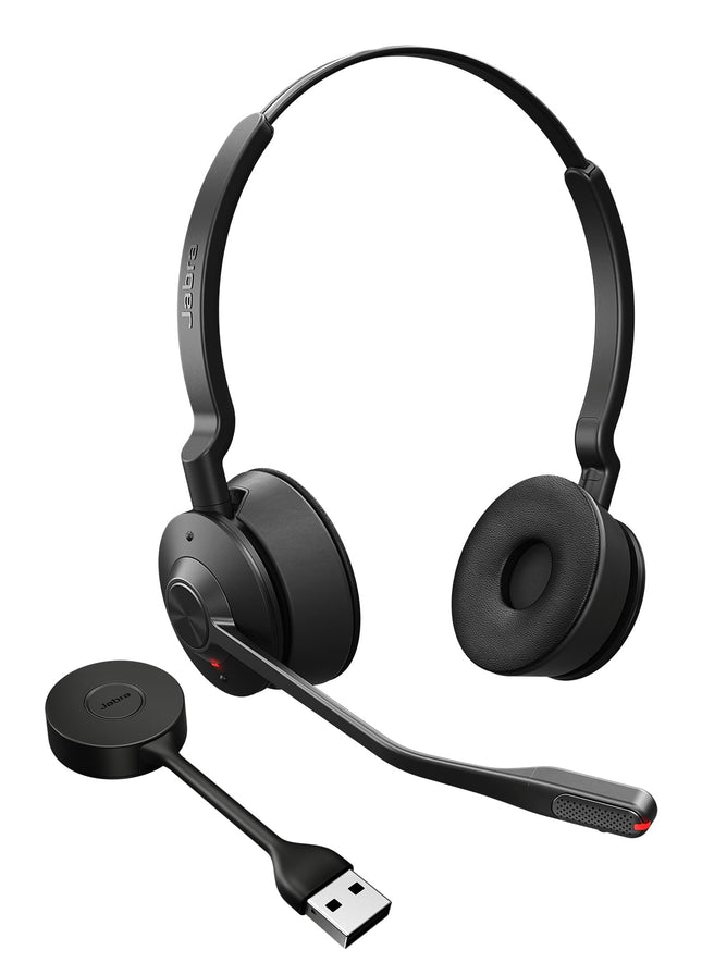 Jabra Engage 55 SE stereo peakomplekt UC, Link 400a DECT adapter USB-A, 1,2 m USB-C - USB-A kaabel, kandekott, garantii ja hoiatused (ohutuskaardid)