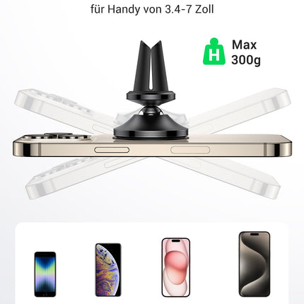UGREEN autotelefonihoidja magnetiga õhutusava magnetiline telefonihoidja autole 360° kahe metallplaadiga magnetiline autotelefonihoidja, ühildub iPhone 15 Pro Max Plus 14 13 Galaxy S23 jne-ga (jäätunud)