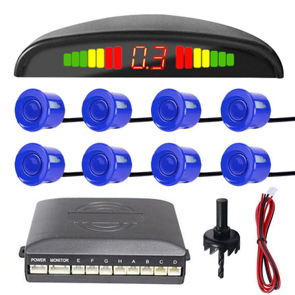 MOCNT Car Parking Aid 8 Sensors Reversing Aid Vehicle Reversing Alarm Parking System Rear Parking Sensors Reversing Parking Aid Reversing Radar System Buzzer Alarm Warning Blue