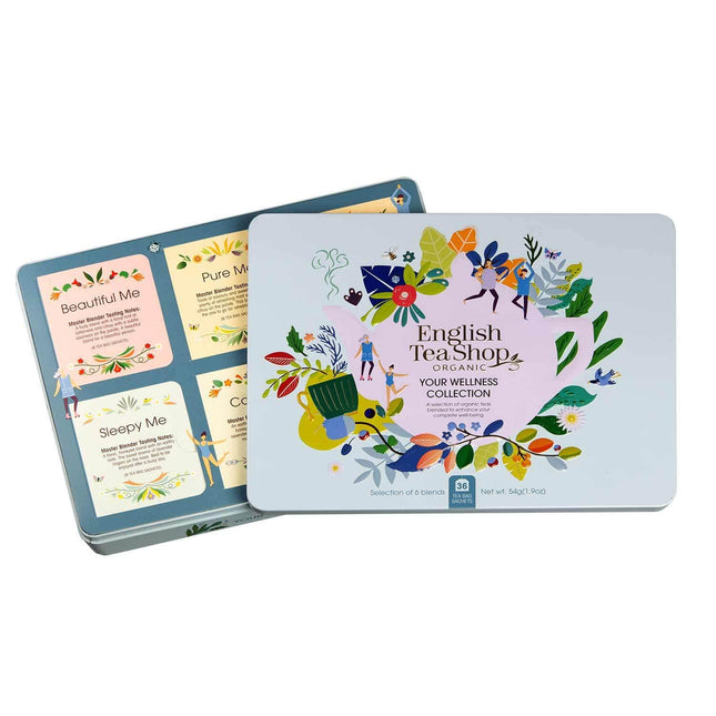 ETS - Orgaanilise tee kollektsioon "Wellness Collection" peenes metallpurgis, teekingitus hea enesetunde loomiseks jõuludeks, lihavõttepühadeks, sünnipäevaks, 6 x 6 sorti