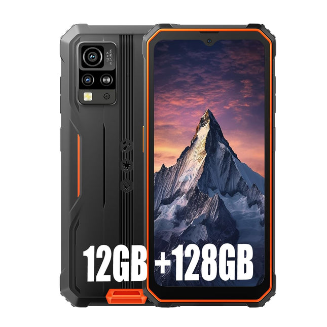 Blackview BV4800 PRO välistingimustes kasutatav mobiiltelefon, 5180mAh, 12GB+128GB/2TB (2025), lepinguta nutitelefon, 6.56" 90Hz, IP69K veekindel, ehitusplatsi telefon, 5MP+13MP/kaks 4G/OTG/GPS/NFC/sõrmejäljelugeja (oranž)