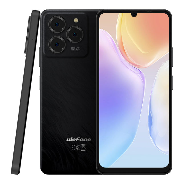 Ulefone Note 20 PRO Android 14 nutitelefon, 6,75-tolline HD+ suur ekraan, 8 GB RAM + 128 GB ROM, 50MP + 8MP + 2MP, kahe SIM-kaardiga nutitelefon, 6000mAh aku, sõrmejäljelugeja + näotuvastus, GPS, must