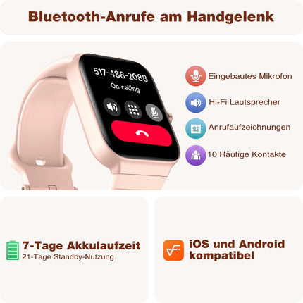 Naiste nutikell telefonifunktsiooniga Alexa integreeritud - fitnessikell 100+ spordirežiimi - 1,8-tolline käekell ja IP68, sammulugeja meestele Android iOS-ile koos pulsimõõtjaga SpO2 stressi unemonitoriga