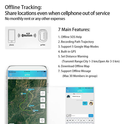 GoTele GPS-jälgija - matka- ja õueseade jahipidamiseks, lastele ja lemmikloomadele - reaalajas jälgimine, SOS, geopiire, võrku pole vaja (2 tk)