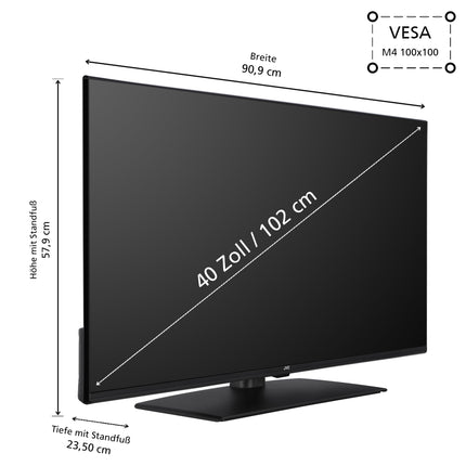 JVC 40-tolline televiisor LT-40VF4455 Full HD televiisor 102 cm ekraani diagonaaliga ja integreeritud kolmekordse tuuneriga, LED-teler must