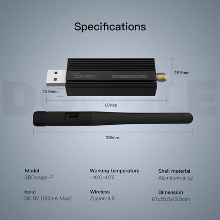 SONOFF Zigbee 3.0 USB Dongle Plus, Zigbee Gateway TI CC2652P + CP2102N Zigbee USB Stick, Zigbee Hub for ZHA in Home Assistant or Zigbee2MQTT, Open HAB etc.