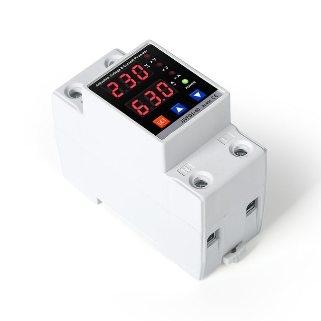Ailao ülepingekaitse DIN-rööpale kinnitatav piksekaitse ülepingekaitse AC 230V 40A LED-ülepingepiirik automaatne väljalülitus ülepinge korral ja taaskäivitamine, majapidamises kasutatav ülepingekaitse.