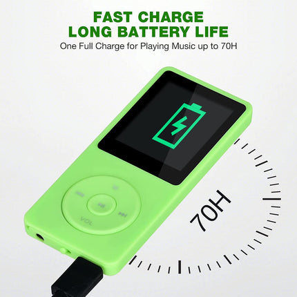 MP3/MP4 Player, Lychee Upgrade, 8 GB Digital Music Player, Portable HiFi Sound with Video/Voice Recording/FM Radio/E-Book Reader, Supports up to 64 GB (Green)