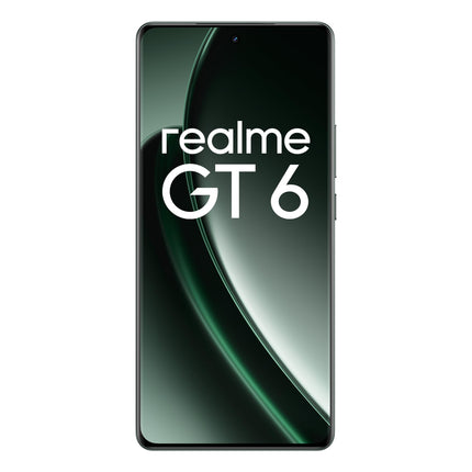 Realme GT6 nutitelefon 5G 12+256 GB, Snapdragon 8s Gen 3 kiibistik, 6000nit üliere ekraan, Sony LYT-808 OIS kaamera, 120W SUPERVOOC laadimine, 5500mAh massiivne aku, habemenuga roheline (adapterit pole)