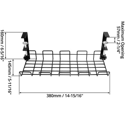 QWORK 2 pieces under-table cable management, cable duct desk, cable basket for managing, for managing cables and power strips