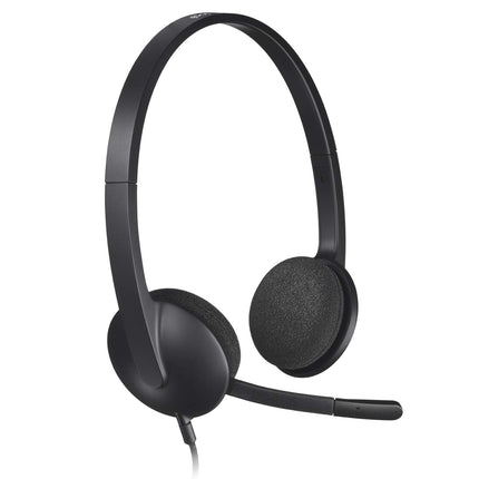 Logitech H340 kõrvaklapid mikrofoniga, stereo peakomplekt, reguleeritav mürasummutav mikrofon, pöörlevad kõrvapadjad, USB-port, 1,8 m kaabel, PC/Mac/sülearvuti - must