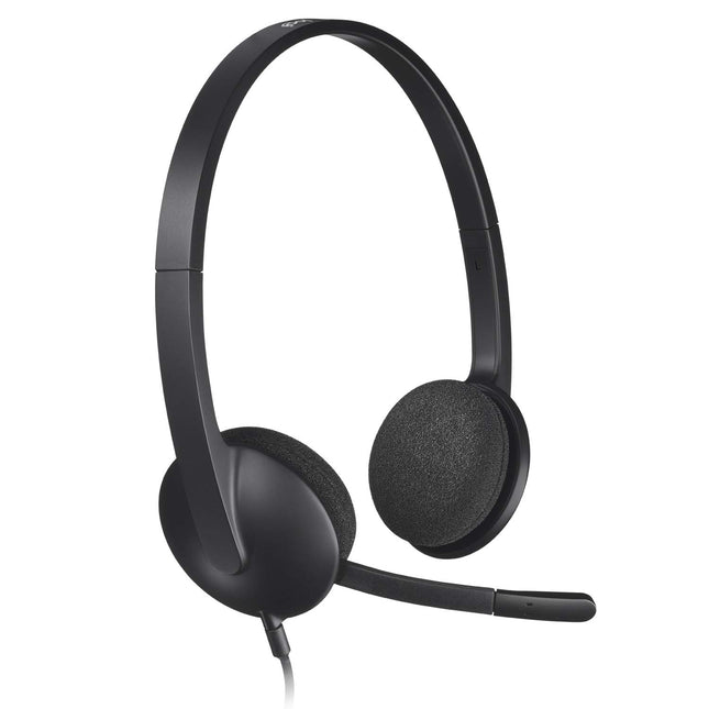 Logitech H340 kõrvaklapid mikrofoniga, stereo peakomplekt, reguleeritav mürasummutav mikrofon, pöörlevad kõrvapadjad, USB-port, 1,8 m kaabel, PC/Mac/sülearvuti - must