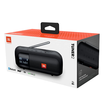 JBL Tuner 2 Radio Recorder in Black – Portable Bluetooth Speaker with MP3, DAB+ and FM Radio – Wireless Music Enjoyment of Up to 12 Hours