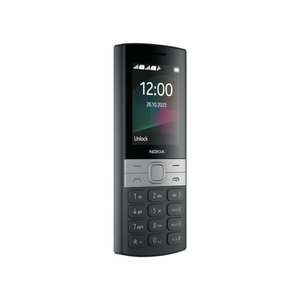 Nokia 150 põhitelefon FM-raadio, välklambiga kaamera, võimsa aku, 20-tunnise kõneaja ja 30-päevase ooteaja - must
