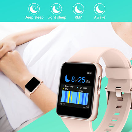GRV Smartwatch for Women Men, 1.4 inch Touch Color Display Fitness Watch with SpO2, Heart Rate Monitor, Pedometer, Sleep Monitor, 9 Training Modes, Personalized Watch Face, Stopwatch, IP68 Waterproof