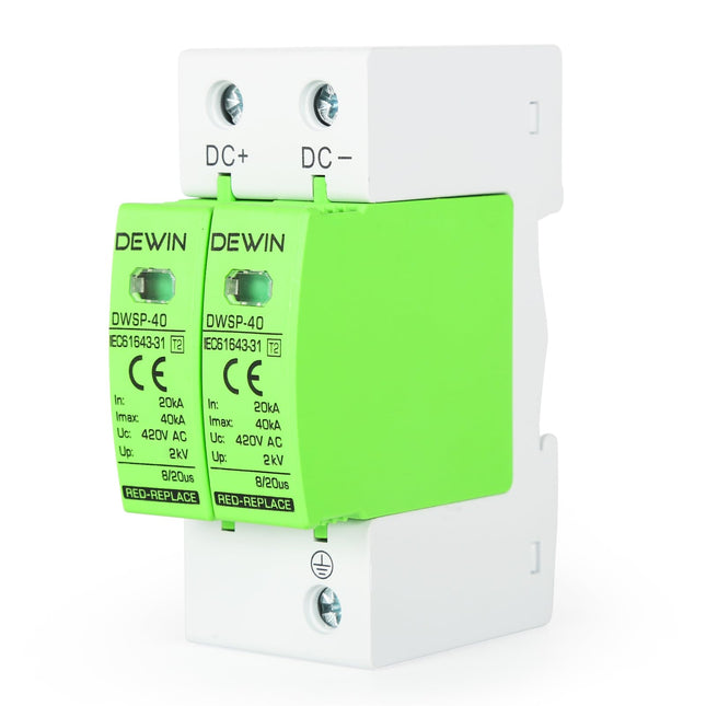 DEWIN ülepingekaitseseade, 2P 40kA ülepingekaitse, piksekaitse, ülepingekaitse, 35 mm DIN-rööpale kinnitatav ülepingepiirik, AC 420V