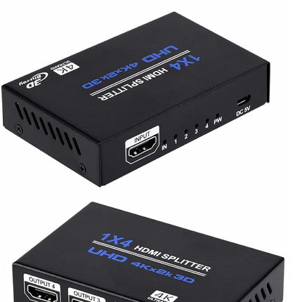Ozvavzk 4K HDMI jaotur 1 sisend 4 väljund samaaegselt HDMI jaotur 4 monitori peegel HDMI jaotur 1 sisend 4 väljund toetab 4K UHD HDCP1.4 3D 1080P Full HD pikamaa edastust alalisvoolutoitega