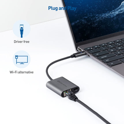 Cable Matters USB C Ethernet Adapter 2.5Gb with 100W charging function, 2.5G USB C LAN Adapter (2.5 GBit/s Ethernet Port) - Compatible with MacBook Pro, iPad Pro, XPS, Microsoft Surface Pro