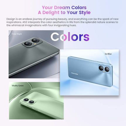 Blackview A52 Android 12 mobiiltelefon ilma lepinguta, 6,5-tolline tilkekraaniga ekraan, kaheksatuumaline 2GB 32GB (512GB väline SD), 13MP+5MP, kahe SIM-kaardiga nutitelefon, 5180mAh aku, näotuvastus ja sõrmejäljelugeja, must
