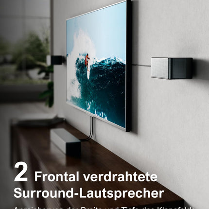 ULTIMEA 7.1 ruumilise heli süsteem telerile Dolby Atmose funktsiooniga, rakenduse juhtimine, 4 juhtmega ruumilise heli kõlarit, 460 W heliriba nutitelerile juhtmevaba subwooferiga, kodukino helisüsteem, Poseidon D80