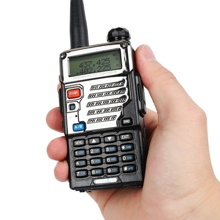 BAOFENG BF UV-5RE täiustatud versioon 5-vatine kahe sagedusalaga kahesuunaline raadiosaatja (144MHz-146MHz VHF ja 430MHz-440MHz UHF) sisaldab täiskomplekti, must (must)